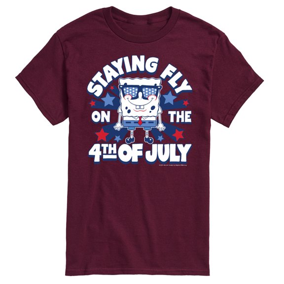 SpongeBob SquarePants - Fly on 4th of July - Men's Short Sleeve Graphic T-Shirt