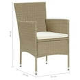 thumbnail image 4 of vidaXL 3 Piece Garden Dining Set with Cushions Poly Rattan Beige, 4 of 5