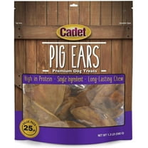 Cadet Premium Pig Ear Treats [Dog Meat and Jerky Treats, New Dog Supplies, Cadet, Dog Supplies] 25 count