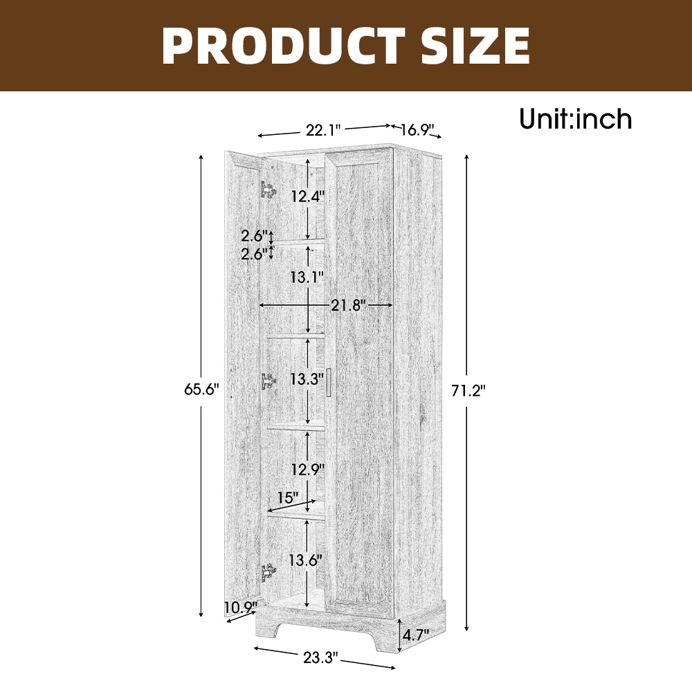 MIDOQIN Bathroom Storage Cabinet, Modern Linen Cabinet with 2 Doors & Adjustable Shelf, Freestanding Cupboard  for Bathroom, Living Room