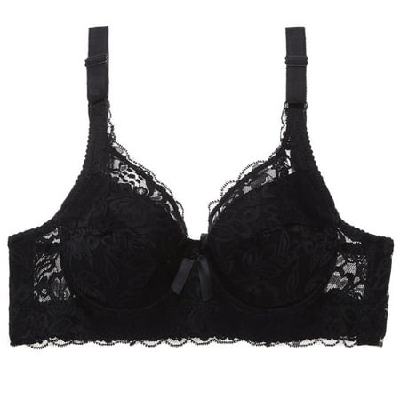 

Plus Size Solid Color Floral Lace Sexy Bra Women Underwired BrassiereUnderwear