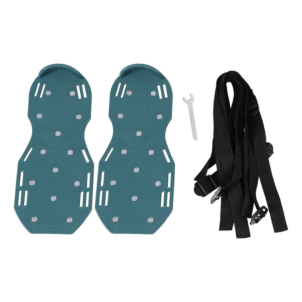 NFTIGB Lawn Aerator Sandals with 3 Straps and 26 Heavy Duty Spikes, Soil Loosening Spiked Shoes for Yard Garden Patio, One Size Fits All 11.81 x 5.12 inches / 30 x 13 cm Green