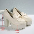 thumbnail image 7 of HaiMao Womens Loafers Platform Lug Sole Chunky Heel Slip on Round Toe Loafers Casual Fashion Business Work Shoes Beige 8.5(41), 7 of 7