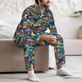 thumbnail image 7 of Lsque Colorful Carp Streamer Pattern Long Sleeve Pajama Set for Men - Soft 2-Piece Sleepwear and Loungewear Set with Pockets, Comfy Nightwear-Medium, 7 of 7
