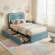 thumbnail image 1 of Yeshouse Estructura de cama Boucle con 2 cajones, plataforma tapizada con cabecero LED y listones de madera maciza. No necesita somier. Ideal para niños y adolescentes, 1 of 7