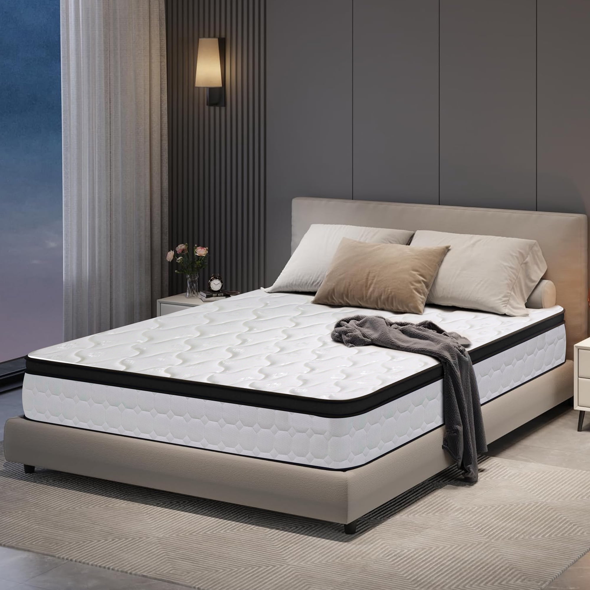 Full Mattress, 12 Inch Hybrid Memory Foam Mattress in a Box, Pressure Relief