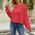 thumbnail image 2 of YOTMKGDO Pullover Sweaters Sweaters For Women Autumn Winter Loose Short Cotton Fashion Long Sleeved Crew Neck Sweater O Neck, Sizes XS-XL, 2 of 4