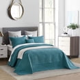 thumbnail image 3 of Oversized King Bedspread Lagoon 128x120 Extra Wide, Ultrasonic Coverlet Bedding Set, Lightweight Thin Comforter, Reversible, 4 Piece, 100% Microfiber, King/Cal King, Lagoon, 3 of 6