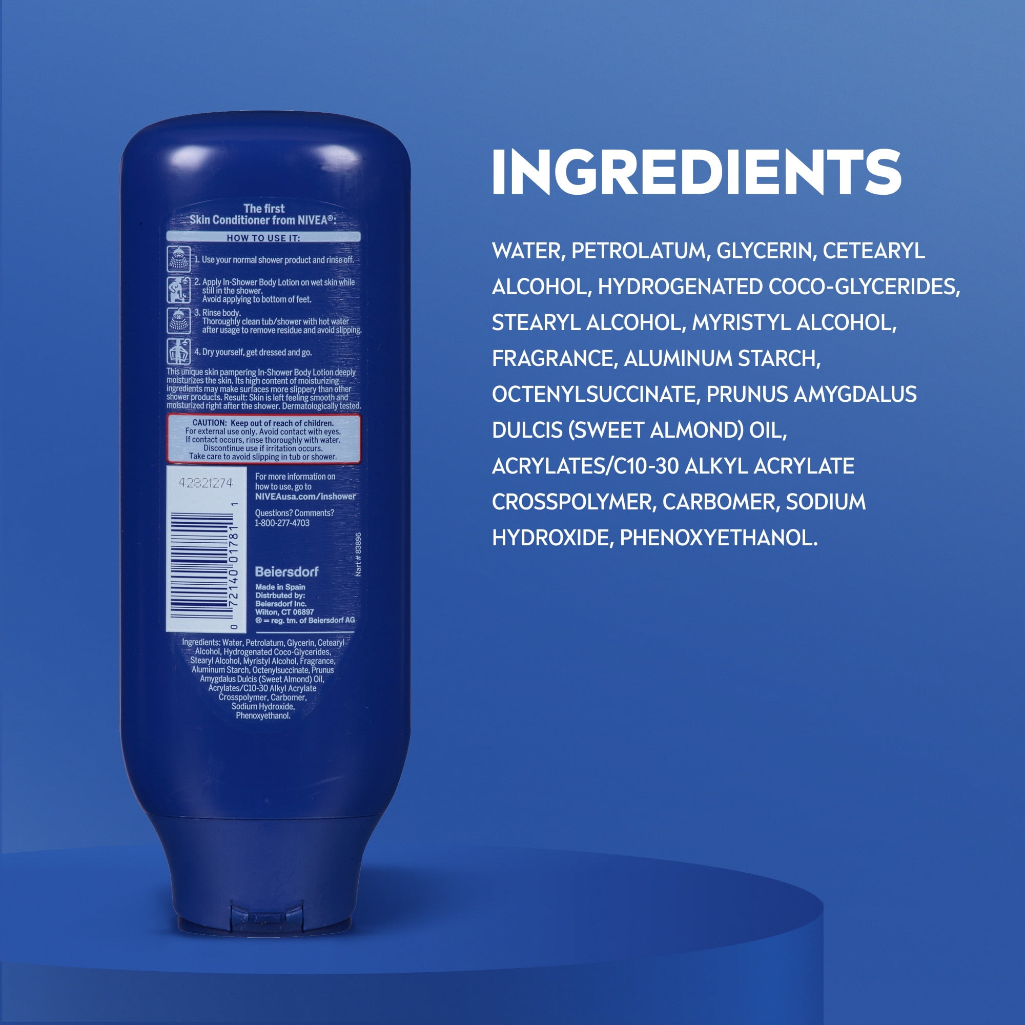 (3 pack) NIVEA Nourishing In Shower Lotion for Very Dry Skin, 24-Hour Body Moisturizer, 13.5 fl oz