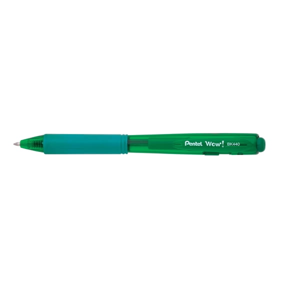 Wow! Retractable Ballpoint Pen, Medium Line, Green Ink (Innerpack of 12)