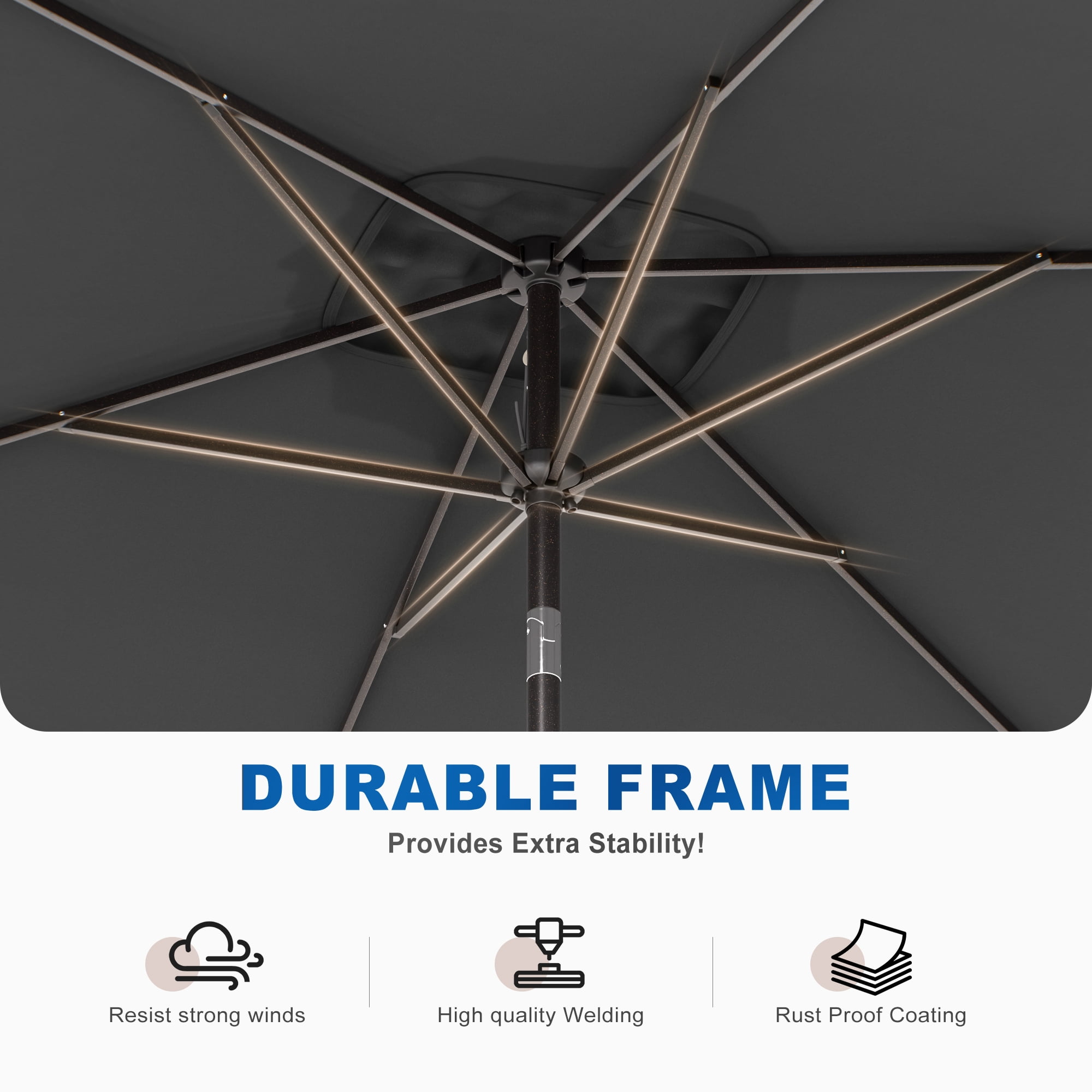 CHYVARY 10 x 6.5ft Patio Umbrella Outdoor Table Umbrella for Deck, Poolside and Garden, Cold Gray