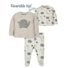Wonder Nation Baby Boy or Girl Gender Neutral Reversible Shirt & Footed Pant, 2pc Outfit Set