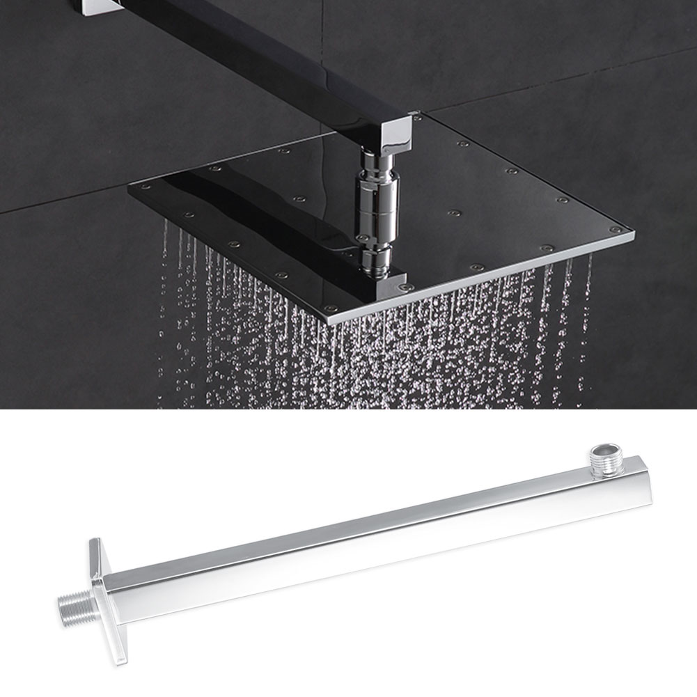 EECOO Bathroom Shower Extension Tube,14 35cm Square Chrome Wall Mounted Shower Extension Arm For
