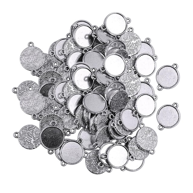100 Piezas Antigua forma forma forma en Bisel Colgante Bandejas Base Cabujón Configuración Bandejas Colgante Espacios en ( Gloria Joyas de cabujón en blanco