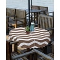 thumbnail image 2 of Hokiten Outdoor Tablecloths with Umbrella Hole & Zipper, Brown White Round Tablecloth 54 Inch, Modern Abstract Waves Water Ripple Striped Waterproof Table Cloth, Patio/Pool/Picnic Table Covers, 2 of 7