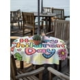 thumbnail image 2 of Outdoor Tablecloth with Umbrella Hole for Patio/Picnic/Party/Camping, Children's Day Waterproof Table Cloth Round Cover Washable, Cartoon Colorful Polka Dot Flowers Leaf Plaid (Dia 54"), 2 of 8