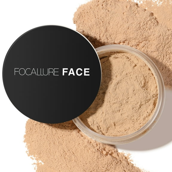 FOCALLURE Oil Control Loose Face Powder with Velour Powder Puff , Long-lasting & Lightweight Sets Foundation Makeup, Nude