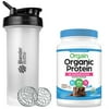 Orgain Organic Plan Protein & Superfoods Powder, Creamy Chocolate Fudge (2.02 LB) with BlenderBottle Classic V2 45-Ounce Shaker Bottle for Protein Shakes, Clear/Black and Bonus Nutrition Basics Whisk