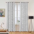 thumbnail image 2 of Kitchen Curtains 84 Inch Length 2 Panels, White Boho Grommets Window Treatment Curtain, Country Abstract Black Geometric Striped Thermal Curtains Drapes for Living Room/Bathroom, 2 of 9
