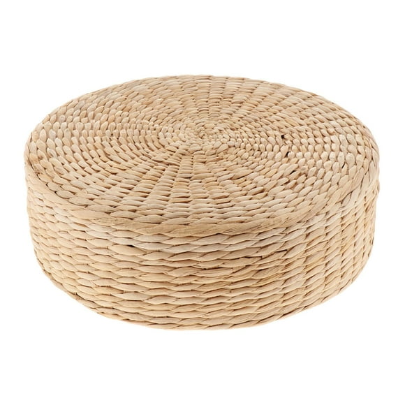 Cojín de asiento plano de paja tejida, cojín de suelo, cojín de Tatami hecho a mano bohemio, almohada de suelo redonda para decoración interior y 40cmx10cm