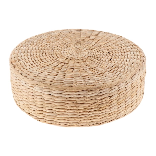 Cojín de asiento de paja tejido plano, cojín de suelo redondo, almohada de suelo, cojín de tatami para balcón 40cmx10cm