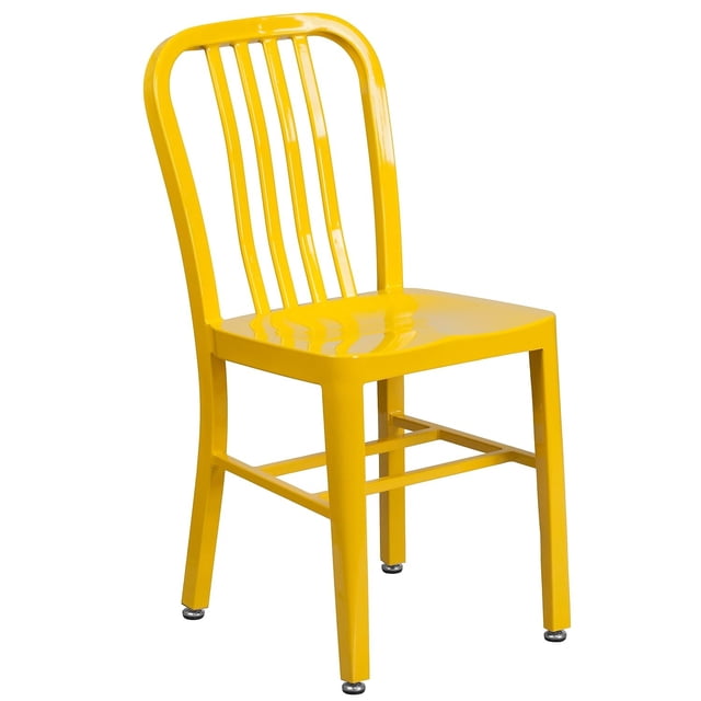 Bowery Hill Metal Yellow Dining Chair Rectangular Indoor-Outdoor 33.25" Unassembled