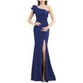 thumbnail image 3 of Swuxness Women Sleeveless Formal Maxi Dresses, Women Maxi Evening Gown, Women's Round Neck Fitted Waist Slim Fishtail Skirt Formal Evening Gown Dress Navy, XL, 3 of 5
