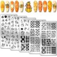 thumbnail image 1 of Placas para estampar uñas con diseño de otoño y Acción de Gracias - Plantilla de acero inoxidable con 126 diseños - 5 placas para decoración de uñas con calabaza y arce, 1 of 7