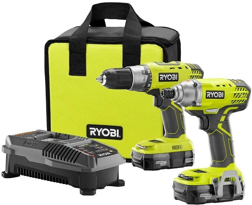Ryobi Cordless Drill Impact Driver Combo Power Tool 18 Volt Keyless