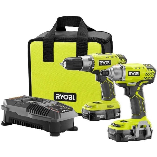Ryobi Cordless Drill Impact Driver Combo Power Tool 18 Volt Keyless