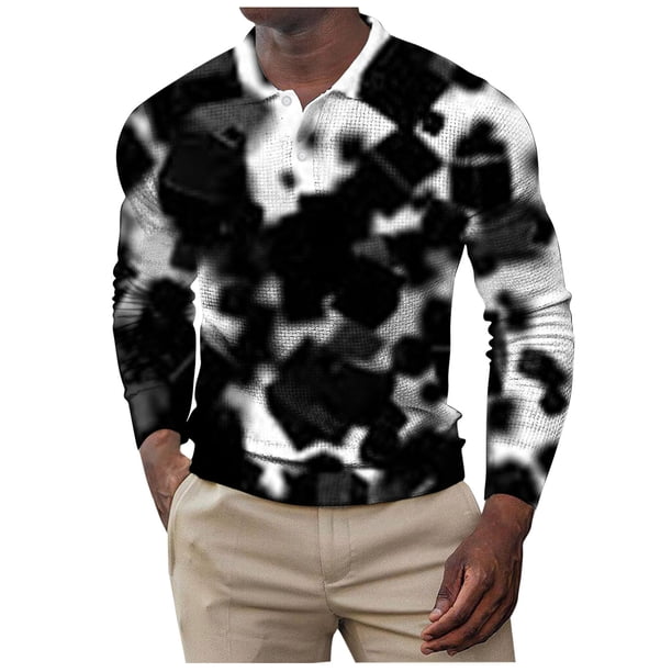 Camiseta de manga larga con cuello vuelto para hombre a la moda, blusa con estampado de otoño, camiseta informal Pompotops oipoqjl50276