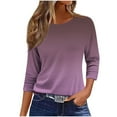 thumbnail image 1 of aidice Plus Size Womens Tops Casual Round Neck 3/4 Sleeve Tees Comfy Fitting Gradient Color Shirts, 1 of 6