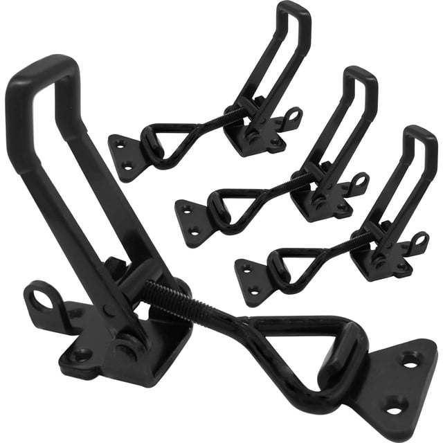 GHSDFBB 4Pack Heavy Duty Toggle Latch Clamp, 1320lbs 4003 Latch-Style Toggle Clamp with Lock Hook, Pull Action Latch with Catch Plate, Metal Quick Release Draw Latch for Trunk Jig Smoker Doo