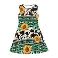 thumbnail image 4 of CLOHOMIN Aztec Sleeveless Princess Dresses for Girls Corgi Dog Summer Beach Dress Cow Print Sunflowers A Line Skater Dress Fashion Party Dress Size 11-12, 4 of 6