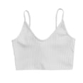 thumbnail image 1 of Txlixc Blusas cortas sin espalda con cuello en V y tirantes finos acanalados para mujer Txlixc Sexy, 1 of 4