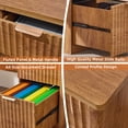 thumbnail image 6 of Fluted Executive Desk, 48" Modern Wood Office Desk with File Drawer & Metal Handles, Home Writing Study Computer Table for Work Study, Tea Brown, 6 of 9