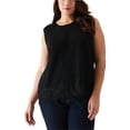 thumbnail image 1 of Ella Rafaella Womens Lace Trim Knit Sweater, Black, Plus Size, 2X, 1 of 1