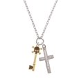 thumbnail image 2 of Delight Jewelry Goldtone Antiqued Beaded Skull Key Be Strong and Courageous Engraved Cross Zoey Necklace, 28", 2 of 4