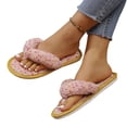 thumbnail image 6 of NexTorq Thong Slippers for Women Flip Flop Slippers House Slippers With Cozy Textured Fleece Upper Fuzzy Plush Lining Open Toe Comfortable Slip On Lightweight Indoor Bedroom Home Shoes Ladies, Pink, 6 of 7