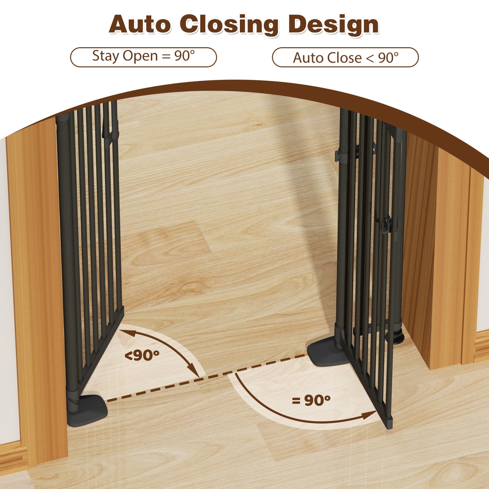 XJD 71" Extra Tall Cat Gate – Fits 30.31"-38.2" Wide Openings, Auto-Close, Narrow 1.37" Gaps, No-Drill Pressure Mount, Double Opening Design Pet Gate, White