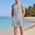 thumbnail image 2 of Sentmoon Mens Shorts Sets 2 Piece Outfits Mens a Shirts and Mens Shortd Sleeveless Color Block Tank and Pocket Shorts Drawstring Elastic Waist Breathable Casual Gym Running Travel Wear, 2 of 9