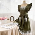 thumbnail image 4 of Women's Cotton Linen Crosses Back Apron with Pockets,Fashion Pinafore Dress for Gardening Painting Cleaning Cooking, 4 of 9
