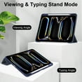 thumbnail image 3 of ELEHOLD Trifold Case for iPad Pro 13 inch 2024 -Slim Leather Auto Wake Sleep Kickstand Case Built-in Pencil Holder Acrylic Transparent Clear Back Shockproof Cover for iPad Pro 13" 2024,Darkblue, 3 of 8
