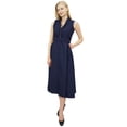 thumbnail image 3 of Phagun Robe Tunique Midi Sans Manches en Coton Bleu Uni Décontractée pour Femmes-24, 3 of 7