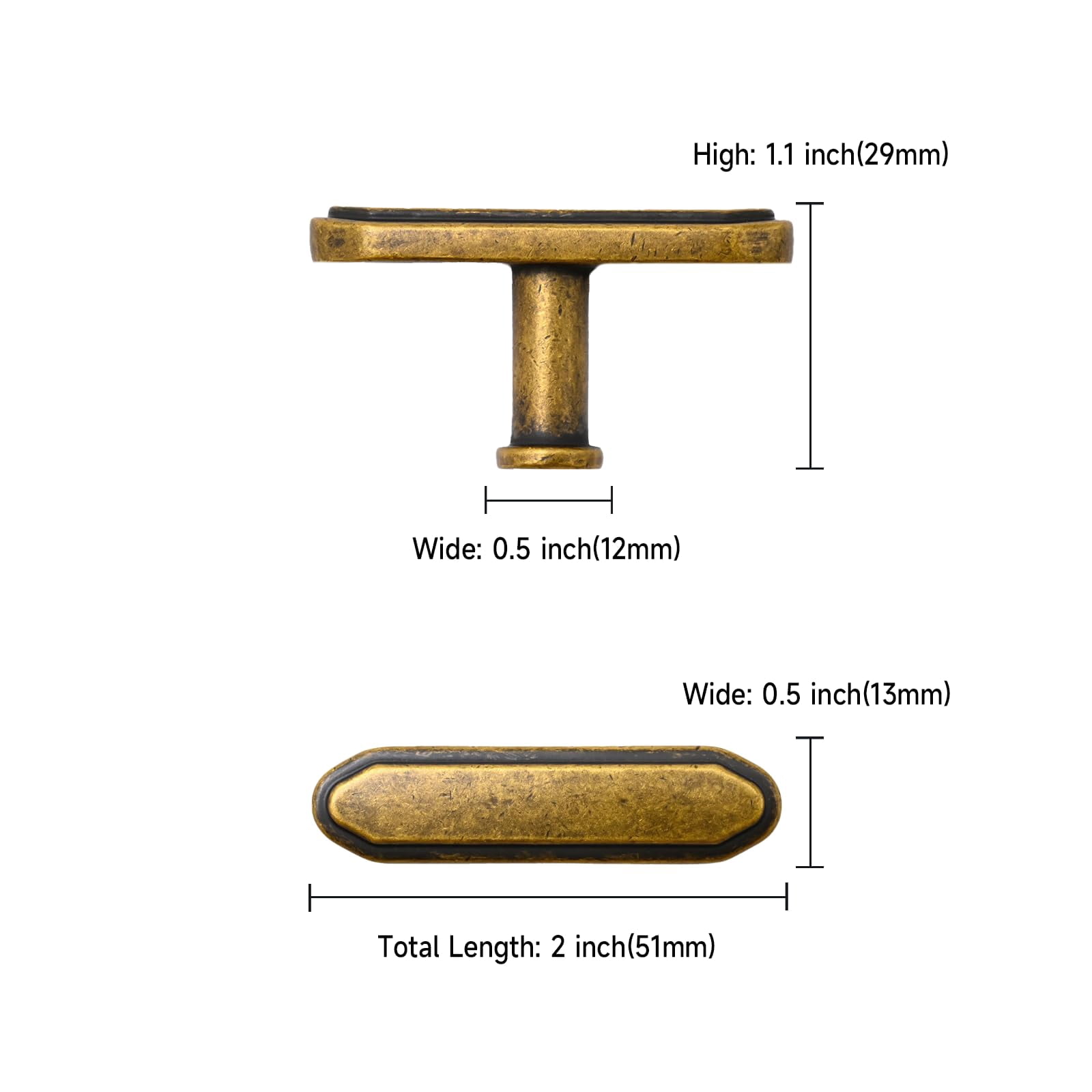 10 Pack Brushed Antique Brass Kitchen Cabinet Knobs Cabinet Hardware Zinc Knobs for Dresser Drawers