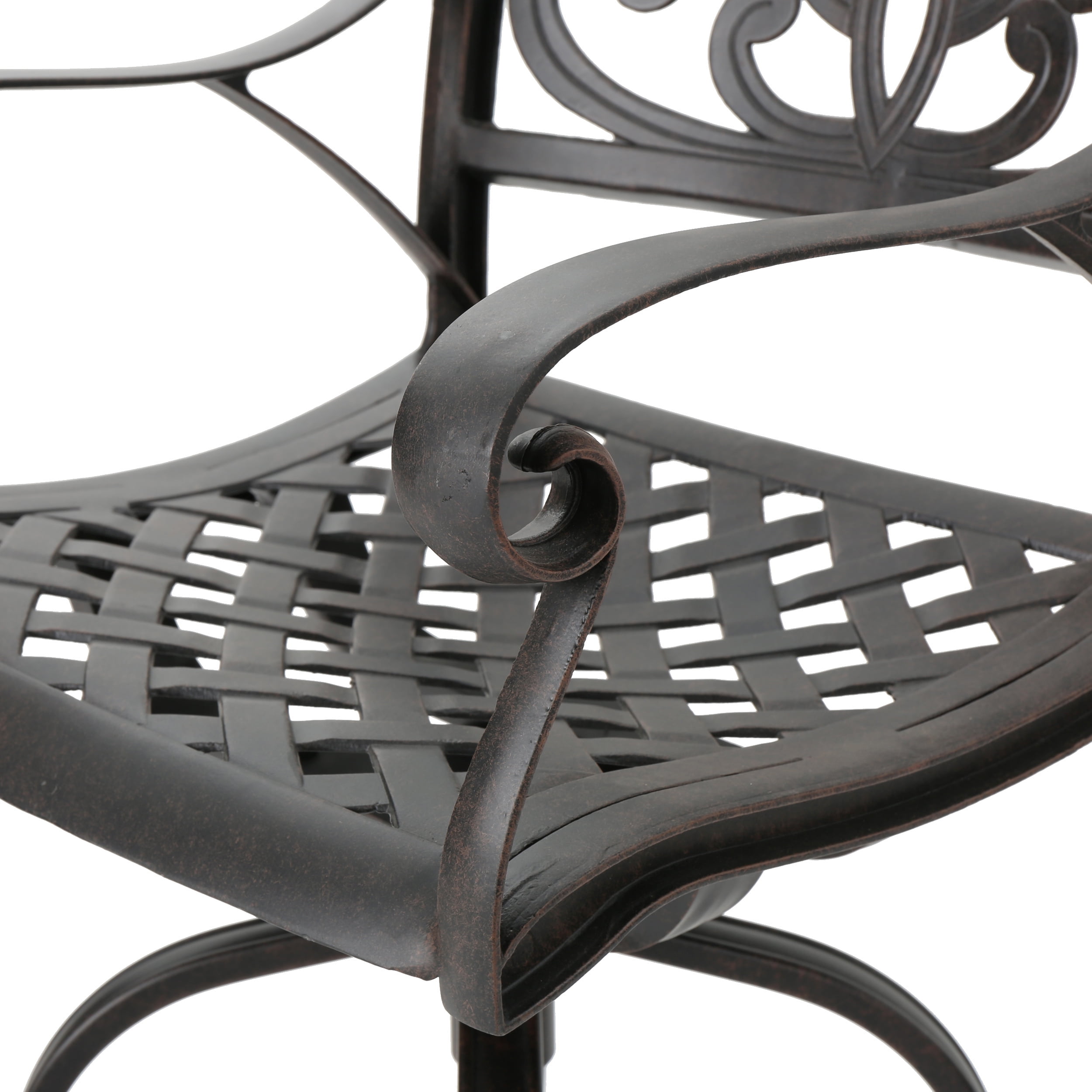 Alberta Outdoor Cast Aluminum Barstools, Set of 4, Bronze
