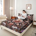 thumbnail image 4 of Manfei Hippie Moth Butterfly Twin Sheet Sets for Kids, Rustic Groovy Floral Twin Fitted Sheet, Tribal Bohemian Style Flat Sheet, Super Cozy Room Decor, 3-Piece, 4 of 7