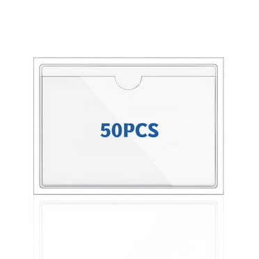 Organize and Protect with Clear Adhesive Index Card Pockets, 3" x 5" Self-Adhesive Plastic Sleeves for Storage Bin, Library Card, and Labeling