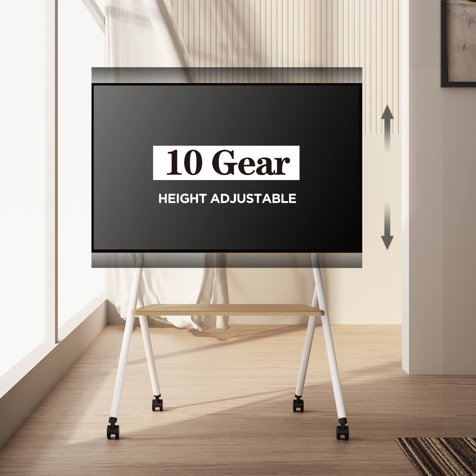 FITUEYES Mobile TV Stand Stylish Storage Corner TV Cart Mount for TVs Up to 78 Inch