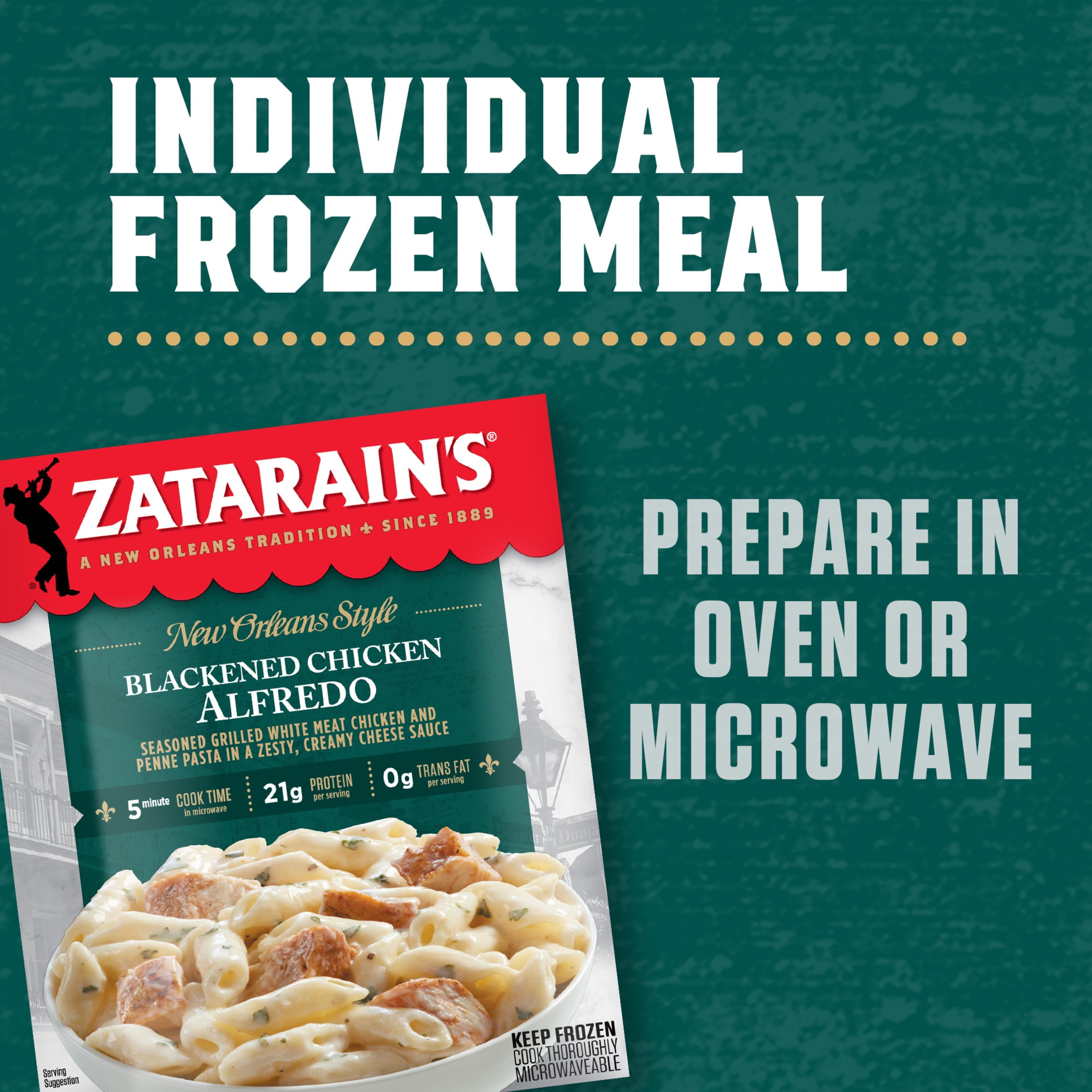 Zatarain's Blackened Chicken Alfredo Frozen Dinner, 10.5 oz Box